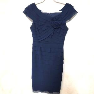 NWT London Times Navy Layered Mini Dress, 6